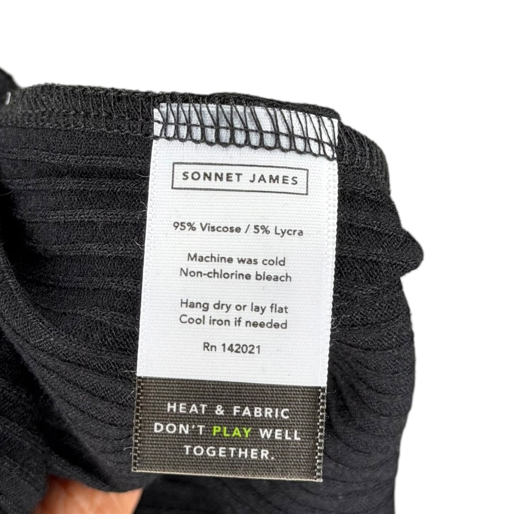 SONNET JAMES Top Black Ribbed Long Sleeve Women's Size Small NEW Soft Knit - Picture 6 of 6